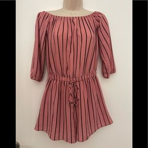 Pink and Black Striped Romper